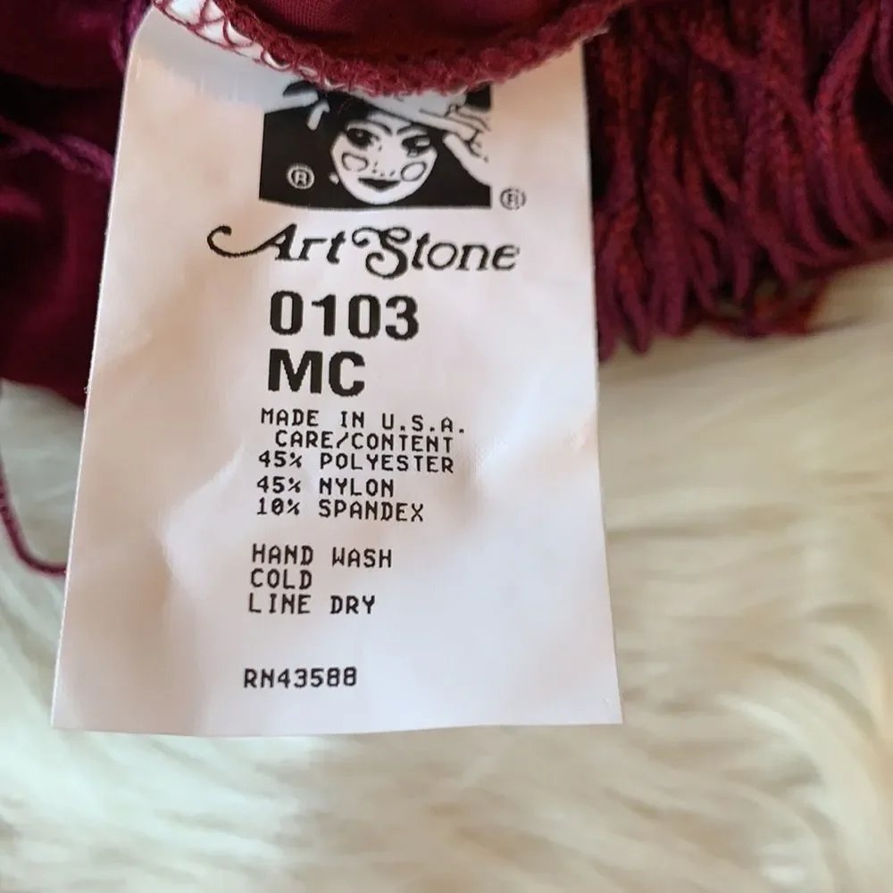 Artstone maroon velvet fringe dance costume Size Medium Child